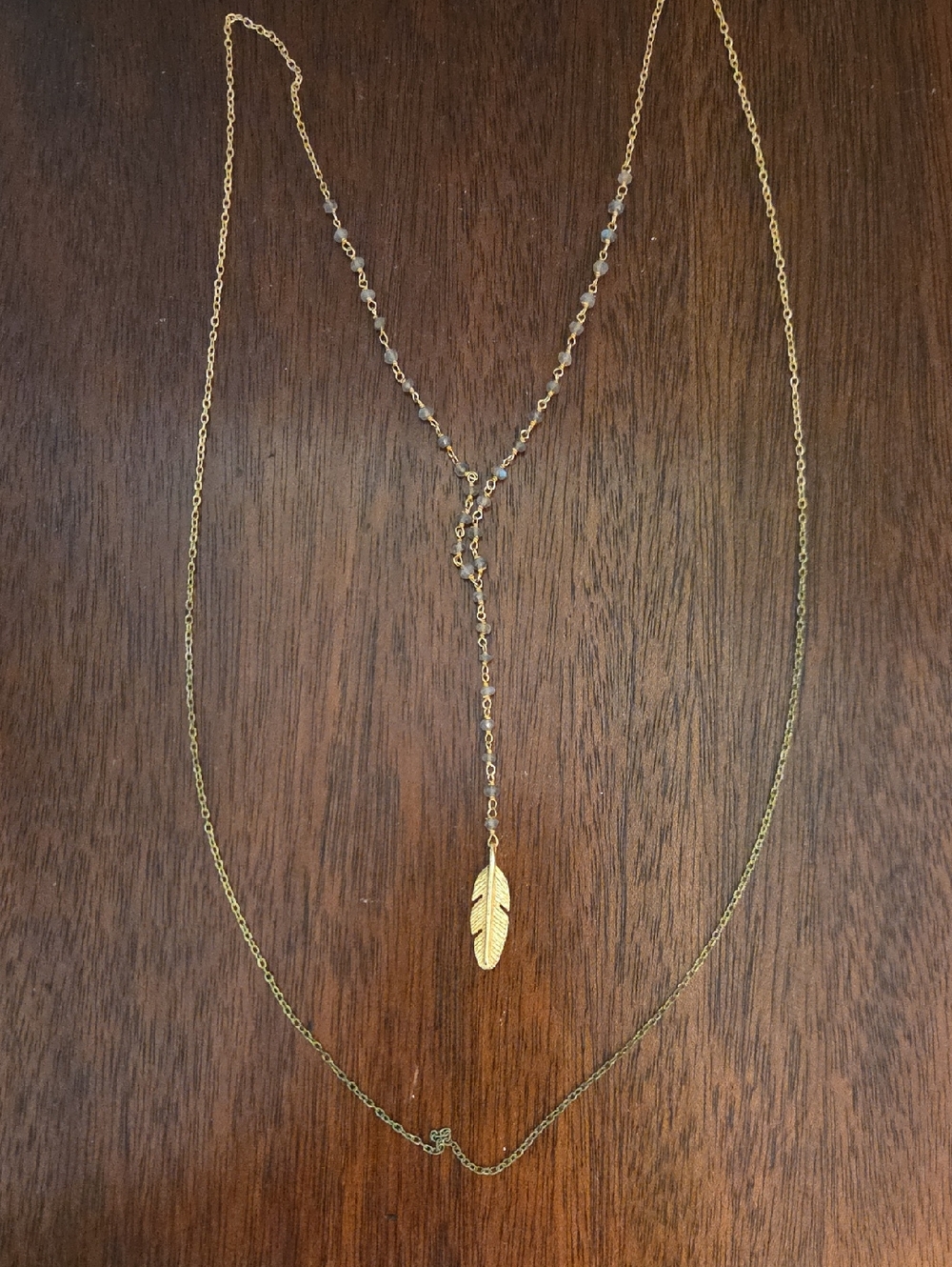 Gold Feather Y-Necklace - Women Jewelry